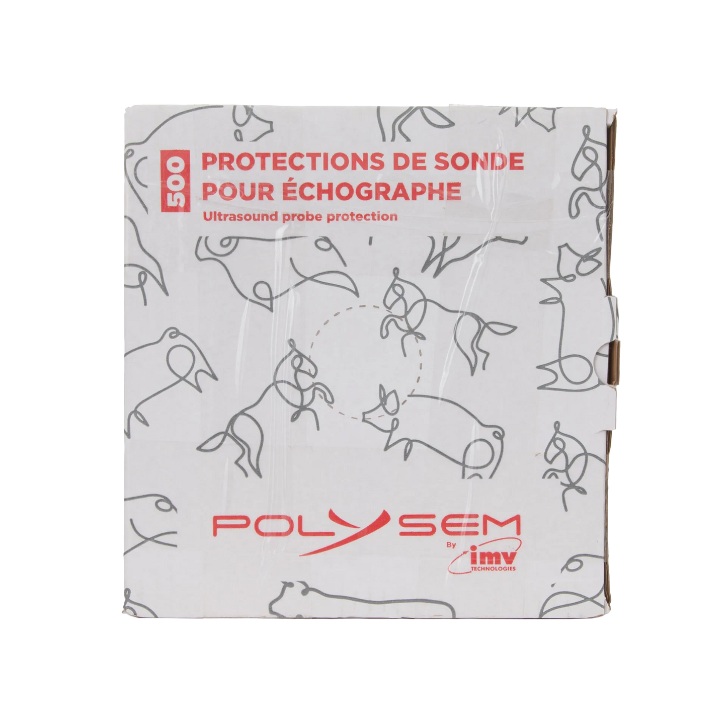 Ultrasound Probe Protector,"White product box with gray animal line drawings"