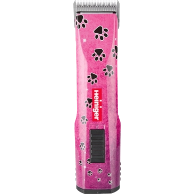 Pink Paws Saphir Cordless Clipper Two Batteries by Heiniger,"Pink clipper with black paw print pattern"