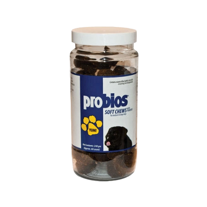 Probios® Soft Chews,"Clear plastic jar of dark soft chews with white lid"