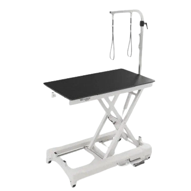"44"" Dog Grooming Drying Electric Table without Drawer with Caster by Waggz","Black grooming table with adjustable arm on wheeled base"