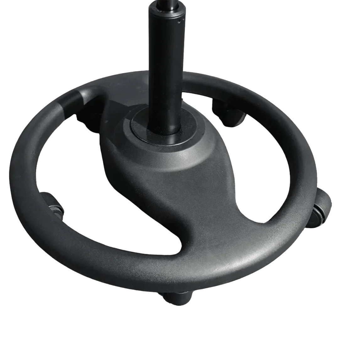 Dog Grooming Ergonomic Wobble Saddle Stool by Waggz,"Black circular stool base with caster wheels"