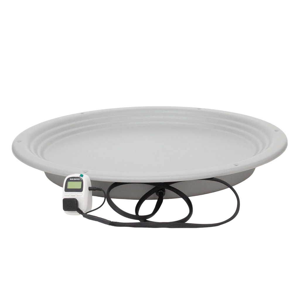The Whelping Nest,"Round gray heating pad with digital temperature controller"
