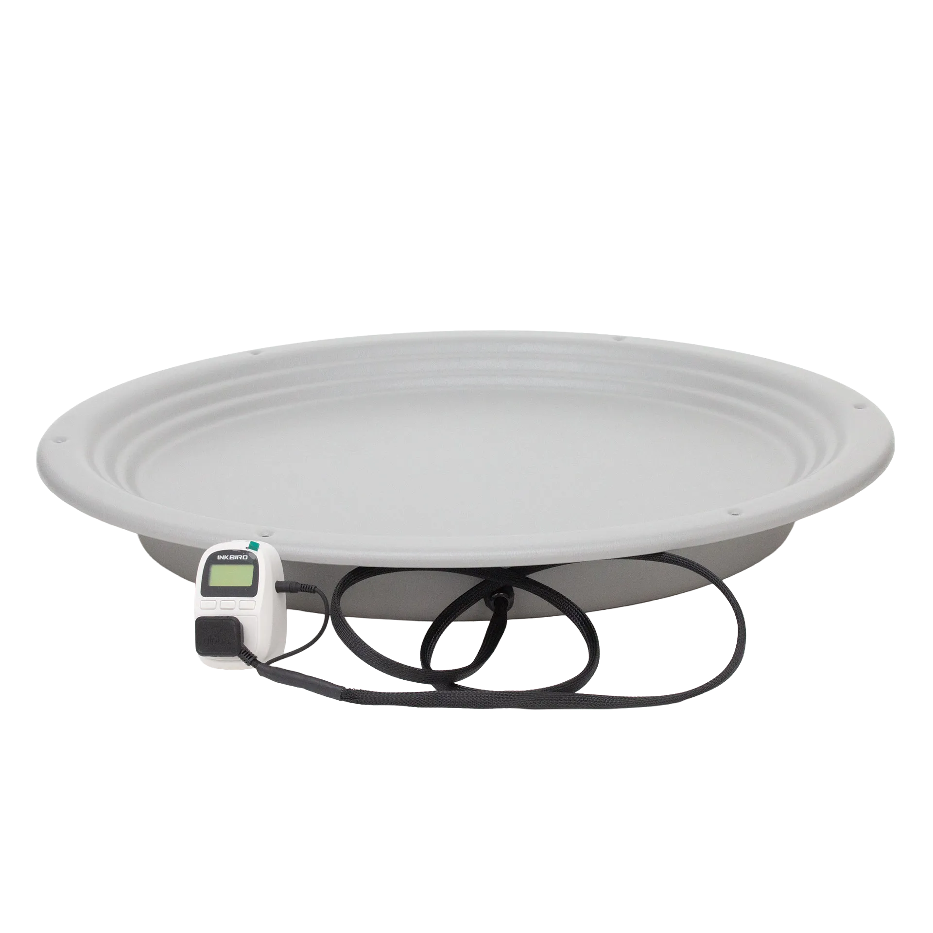 The Whelping Nest,"Round gray heating pad with digital temperature controller"