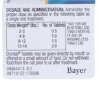 Drontal® for Cats,"Back of box with dosage chart and administration directions"