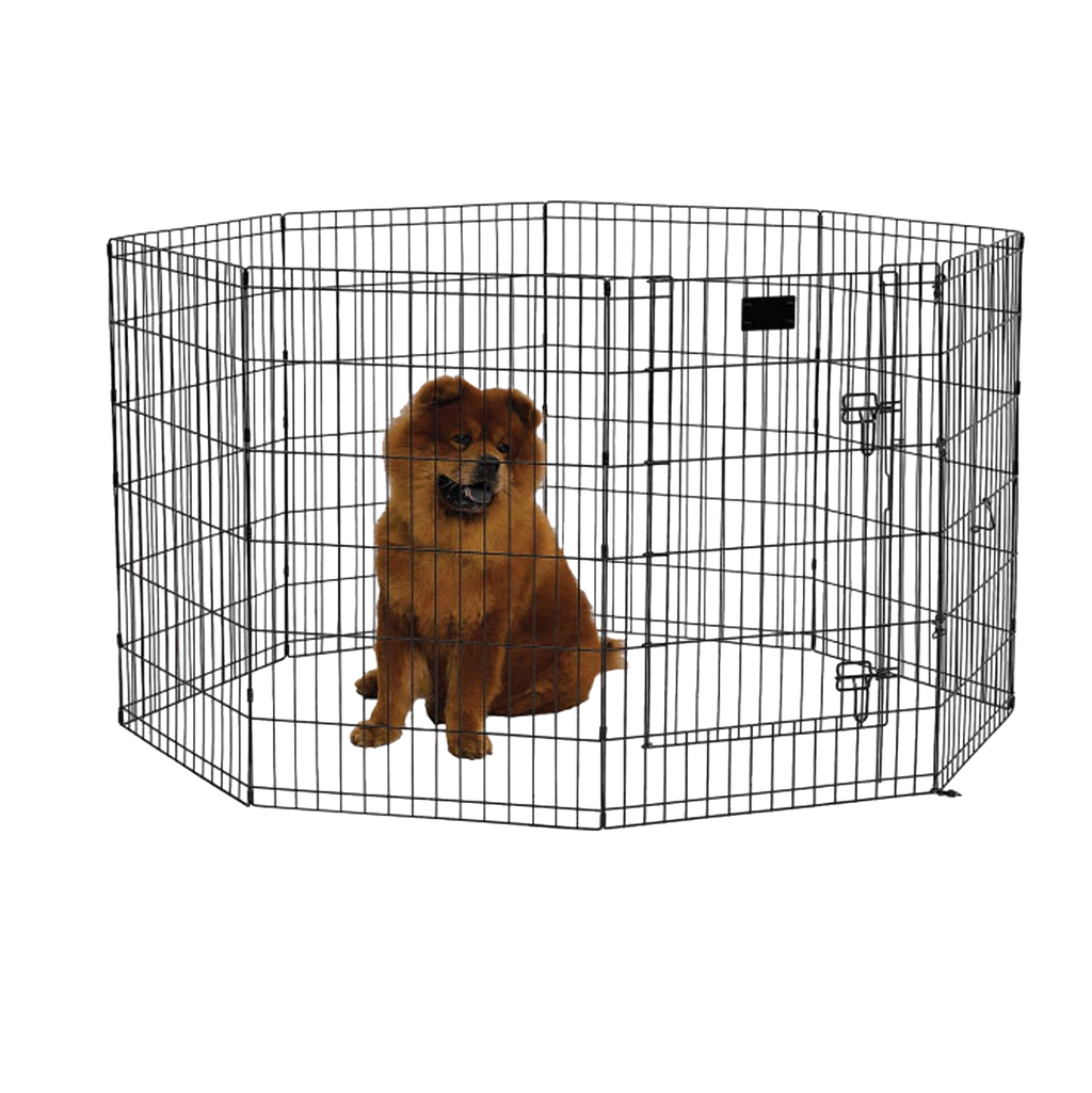 Midwest® Exercise Pen with Walk-Thru Door,"Black wire exercise pen with walk-thru door"