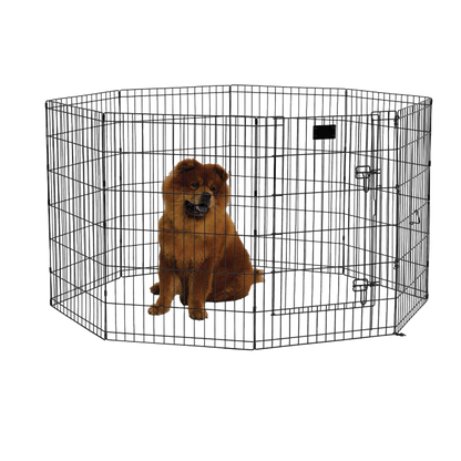 Midwest® Exercise Pen with Walk-Thru Door,"Black wire exercise pen with walk-thru door"
