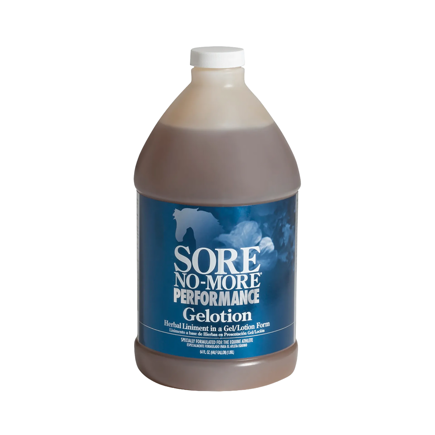 Sore No-More® Performance Gelotion,"Half-gallon bottle with white cap and blue front label"
