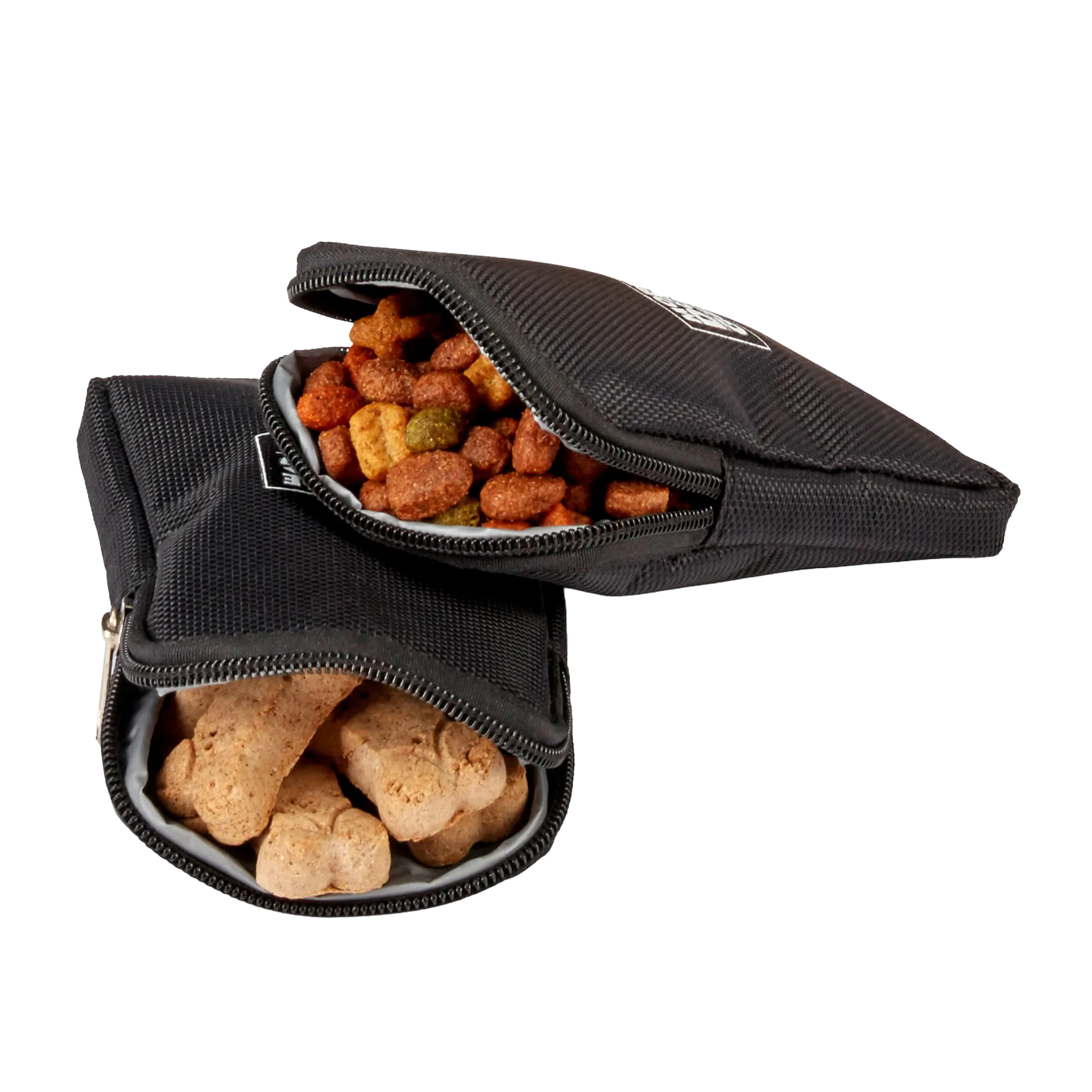 Mobile Dog Gear Pet Carrier Plus,"Two zippered treat pouches filled with kibble and dog biscuits"
