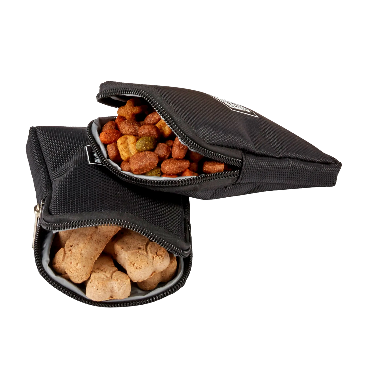 Mobile Dog Gear Pet Carrier Plus,"Two zippered treat pouches filled with kibble and dog biscuits"