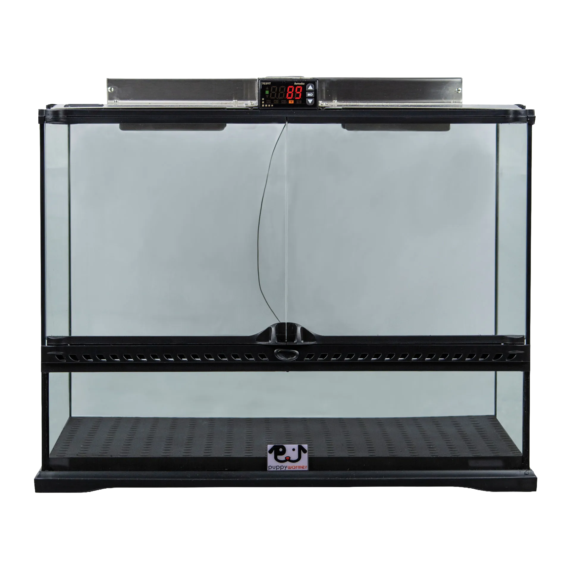 Puppywarmer® Puppy Incubator,"Clear front incubator enclosure with top digital display"