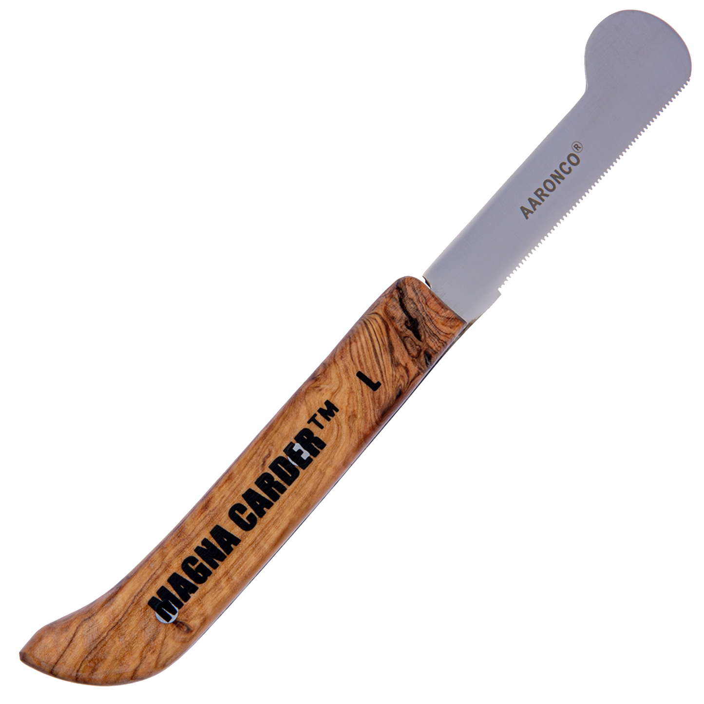 Aaronco Magna Carder Stripping Knife,"Wood-handled stripping knife with rounded metal blade"