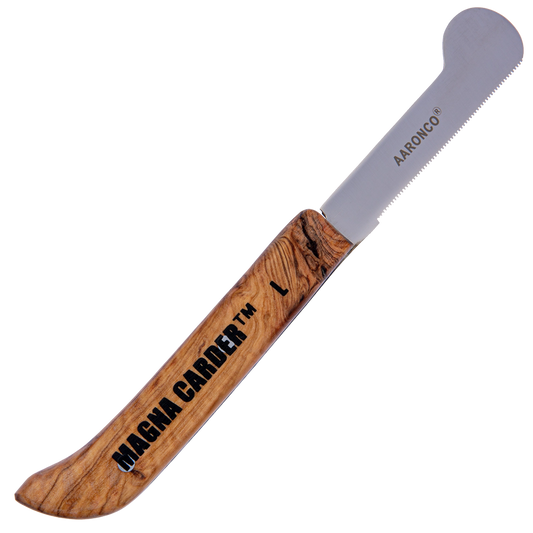 Aaronco Magna Carder Stripping Knife,"Wood-handled stripping knife with rounded metal blade"