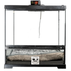 Puppywarmer® Puppy Incubator,"Black glass incubator with digital display and cushion bed"