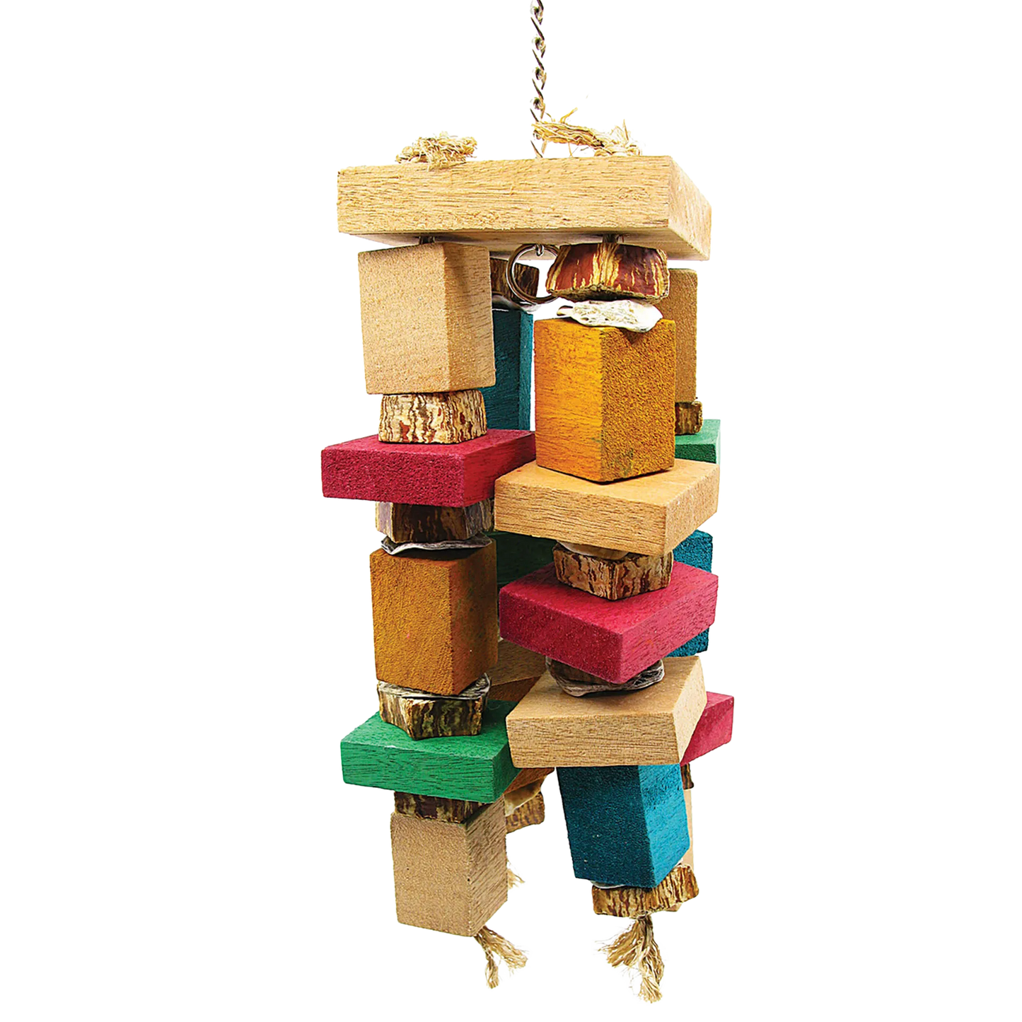 Bamboozler Nature Cluster,"Hanging cluster of colorful wood blocks and bark pieces"