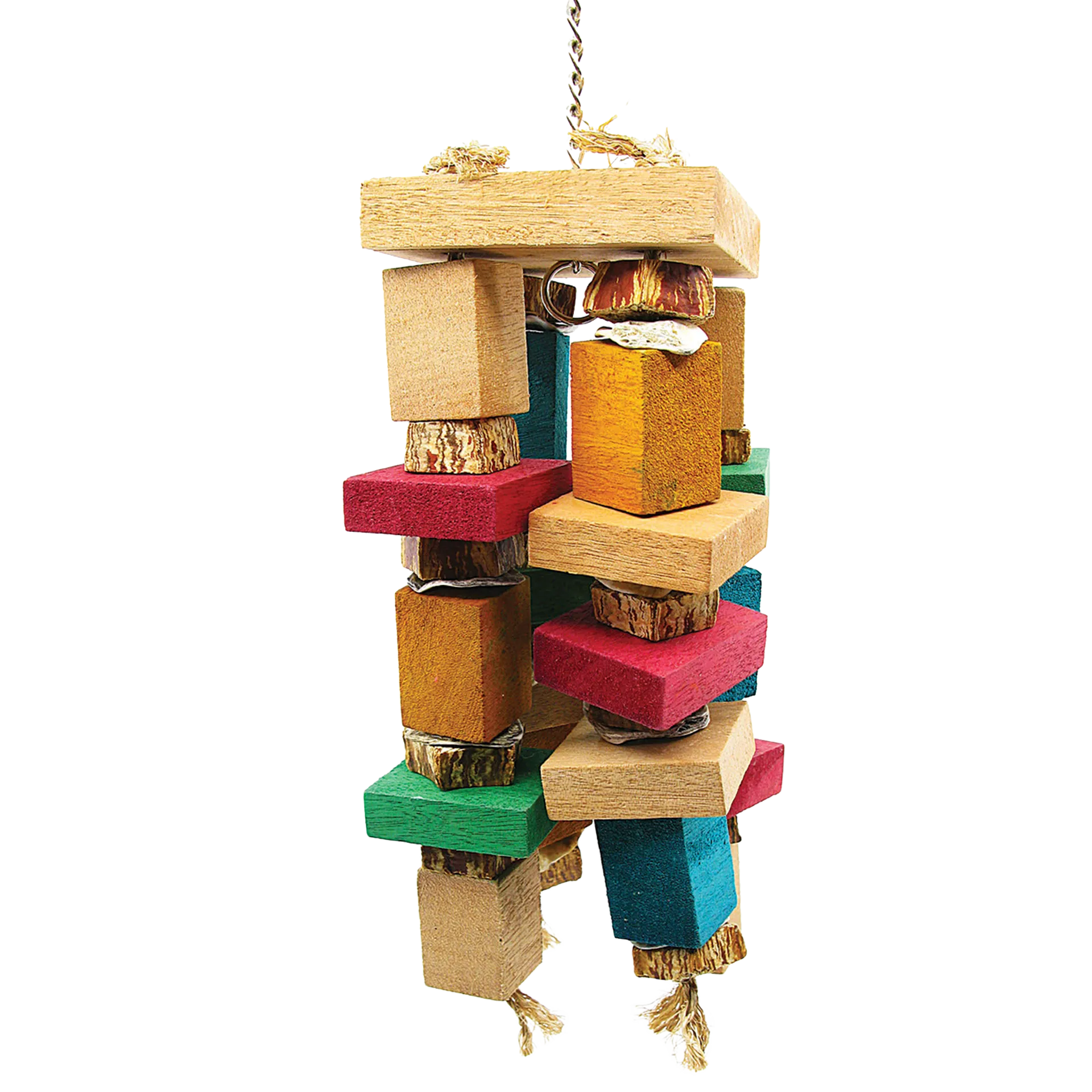 Bamboozler Nature Cluster,"Hanging cluster of colorful wood blocks and bark pieces"