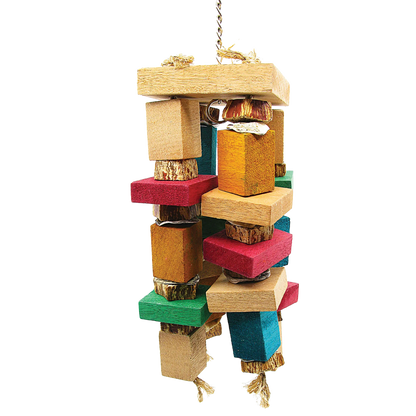 Bamboozler Nature Cluster,"Hanging cluster of colorful wood blocks and bark pieces"