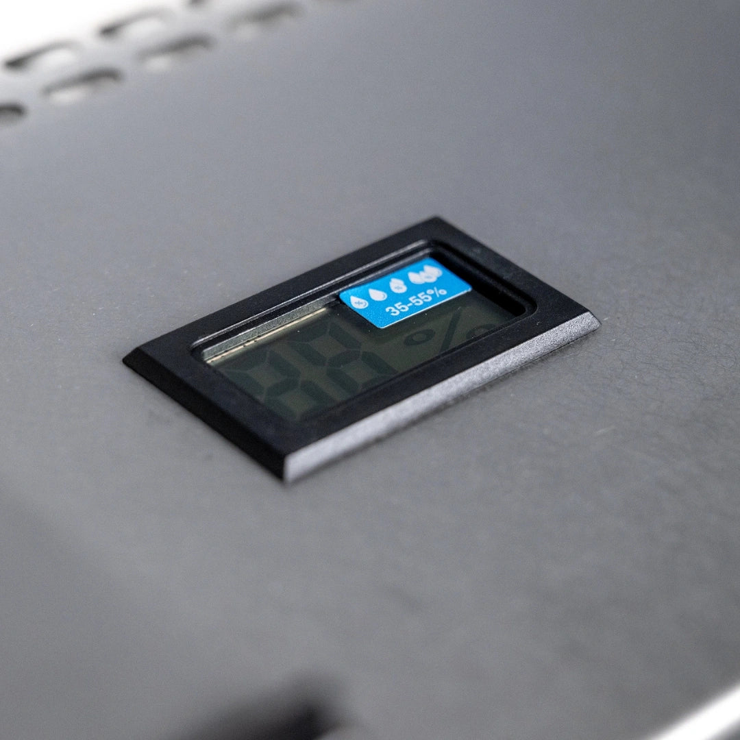 Puppywarmer® Puppy Incubator,"Close-up of built-in digital humidity display"
