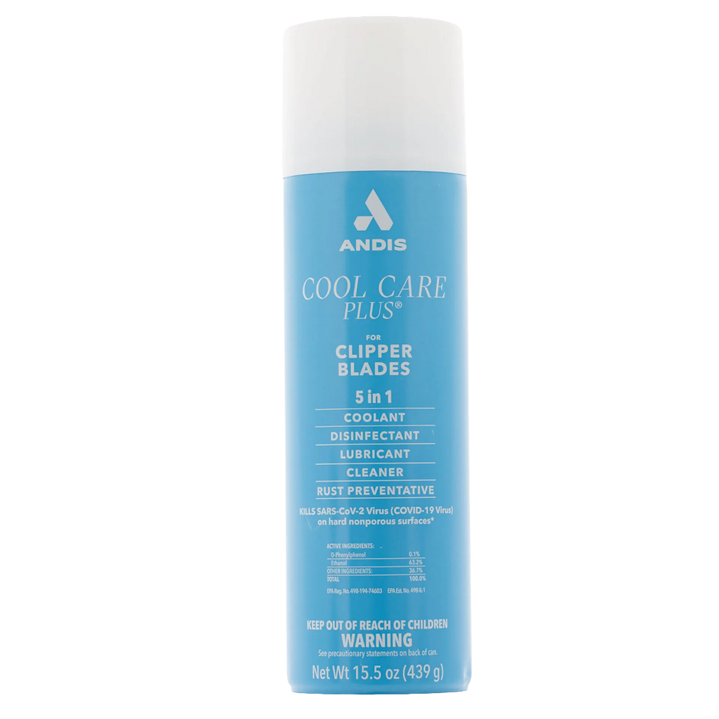 Andis® Cool Care Plus®,"Blue aerosol can with white cap, front view"