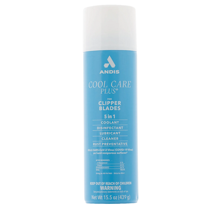 Andis® Cool Care Plus®,"Blue aerosol can with white cap, front view"