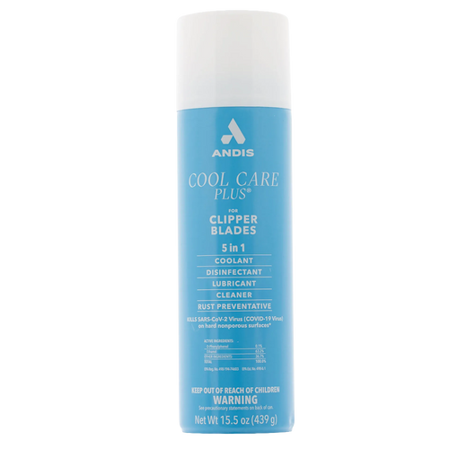 Andis® Cool Care Plus®,"Blue aerosol can with white cap, front view"