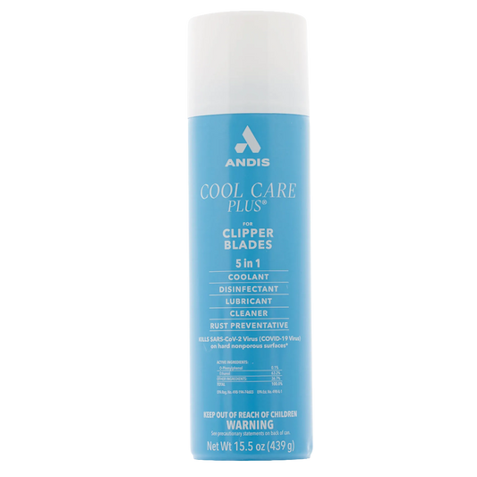 Andis® Cool Care Plus®,"Blue aerosol can with white cap, front view"