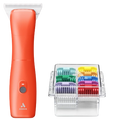 Emerge Clipper Orange with #30W Blade With FREE 8Pc Wide Comb Attachment Bundle by Andis,"Orange clipper with blade and clear case of eight guide combs"