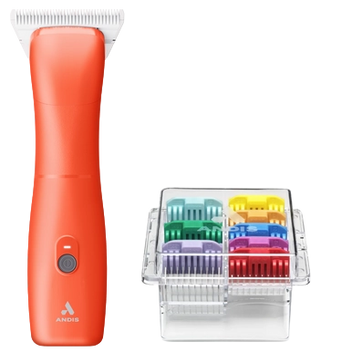 Add Emerge Clipper Orange with #30W Blade With FREE 8Pc Wide Comb Attachment Bundle by Andis