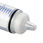 Puppywamer Latchons Syringe Nipple Feeders,"Close-up of syringe tip with clear feeding nipple"