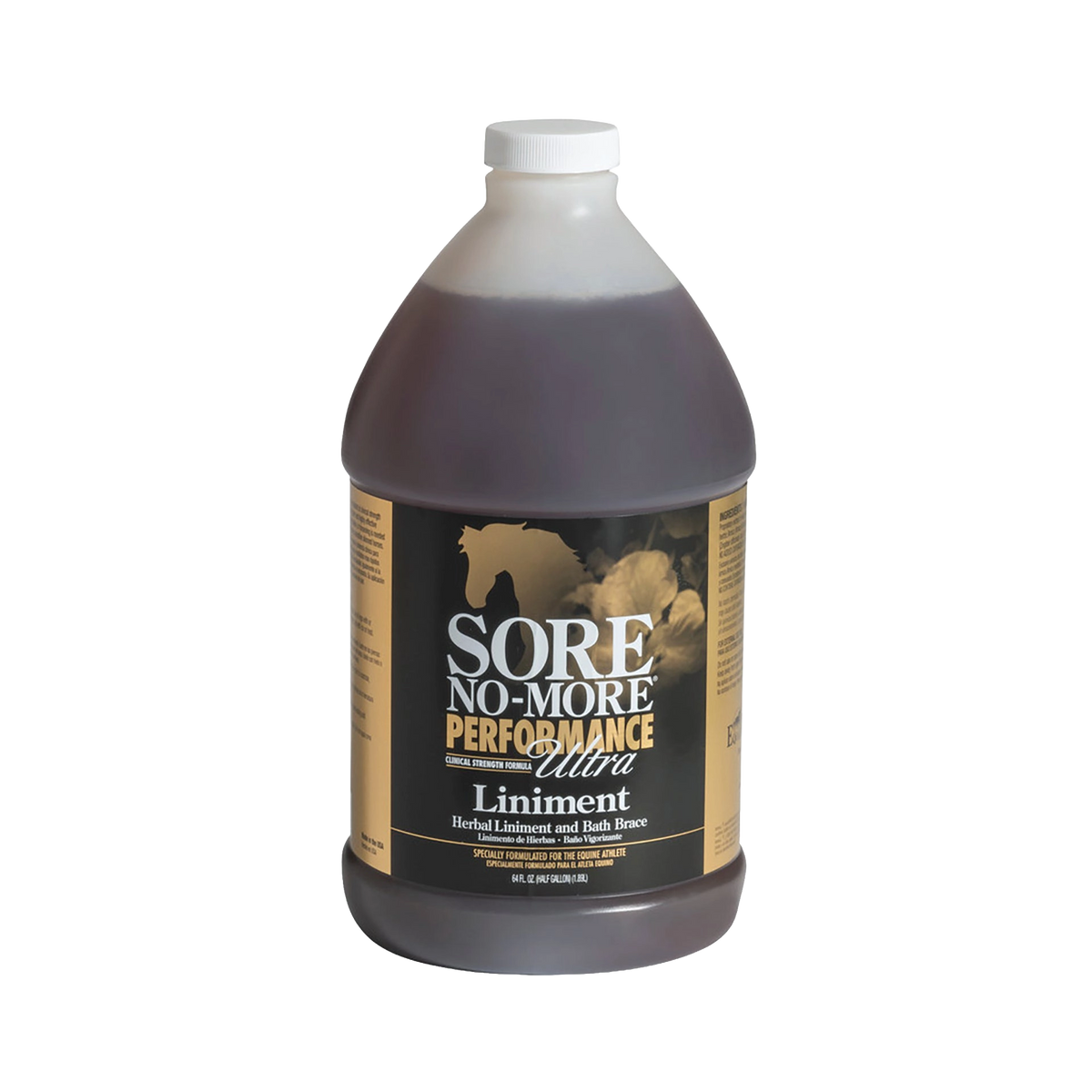Sore No-More® Performance Ultra Liniment,"Half-gallon bottle with white cap and black front label"