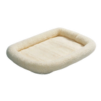 Quiet Time Pet Beds,"Cream plush rectangular pet bed with raised bolsters"