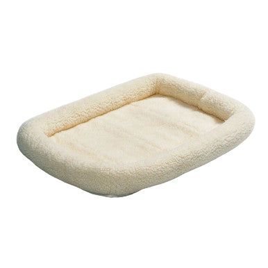 Quiet Time Pet Beds,"Cream plush rectangular pet bed with raised bolsters"
