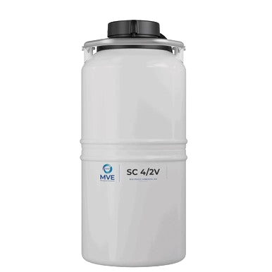 Newly Designed Next Generation Vapor Shipper,"White cylindrical shipper with black lid"