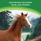 Happ-E-Mare,"Brown horse in profile with white blaze and blowing mane"