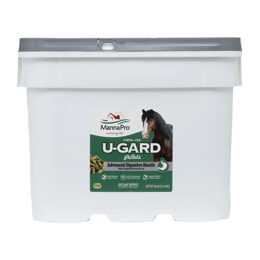 U-Gard® Pellets for Horses,"White plastic tub with gray tear-strip lid and front label"