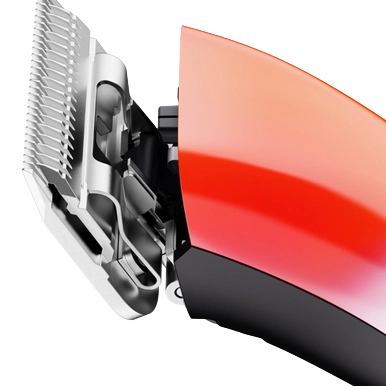 Emerge Lite Clipper Cosmic Crush by Andis,"Close-up of clipper blade and red housing"