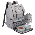 Ultimate Week Away Backpack,"Gray backpack with food containers, mat, and small accessory bag"