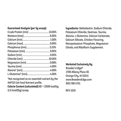 Breeder's Edge® Puppy Lyte™ or Kitten Lyte™,"Back label view of bottle with nutrition facts and ingredients"