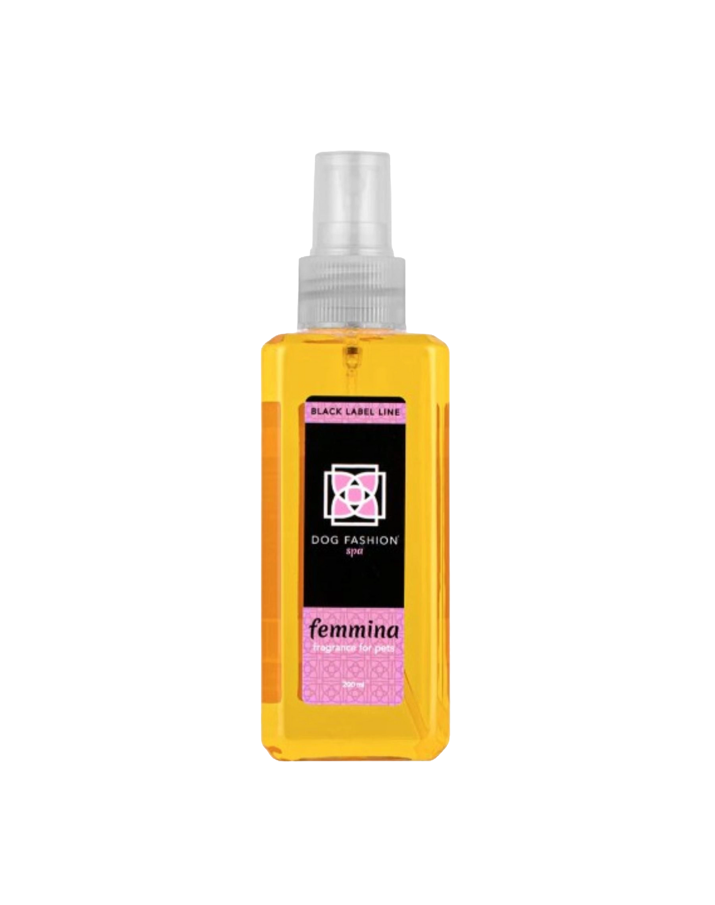 Femmina Fragrance,"Yellow spray bottle with clear cap and black label"