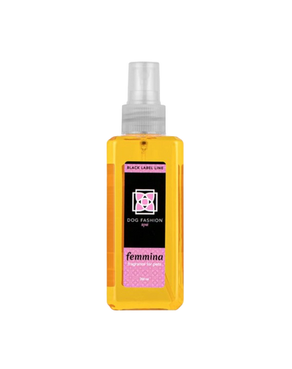 Femmina Fragrance,"Yellow spray bottle with clear cap and black label"