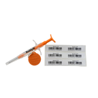 Deluxe Kitten Vaccination and Microchip Bundle,"Orange microchip syringe with pet tag and barcode labels"