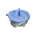EmSafe Filter for Embryo Collection,"Round clear filter cup with blue lid and attached tubing"