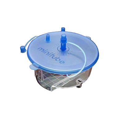 EmSafe Filter for Embryo Collection,"Round clear filter cup with blue lid and attached tubing"