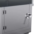 Dog Grooming Electric Tub with Lift-up Door by Waggz,"Brushed metal tub with lift-up door and latch handle"