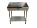 Groomer’s Best Utility Sink - Shallow,"Stainless steel utility sink with backsplash and lower shelf"