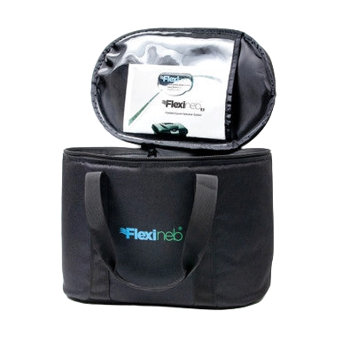Flexineb® System Storage Case,"Open black carrying case with handles and clear zip pocket"