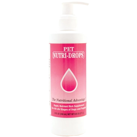 Pet Nutri-Drops®,"Pink bottle with white pump dispenser"
