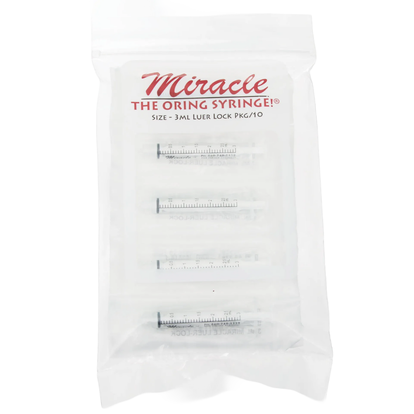 Miracle Nipple O-ring Syringe,"Clear bag with four 3 mL syringes"