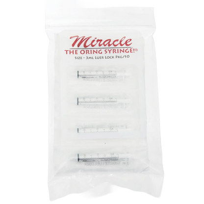 Miracle Nipple O-ring Syringe,"Clear bag with four 3 mL syringes"