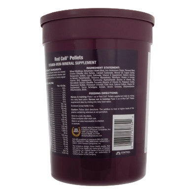 Red Cell®,"Back view of dark supplement bucket with label"