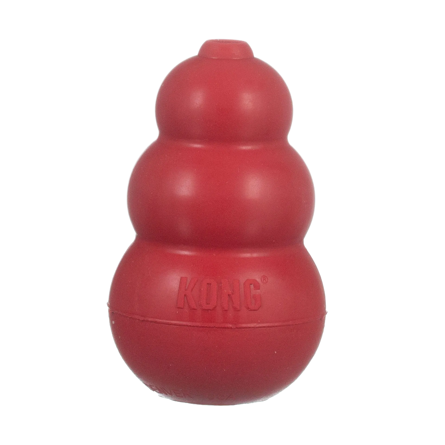 Kong® Classic,"Red three-tier rubber dog toy, front view"